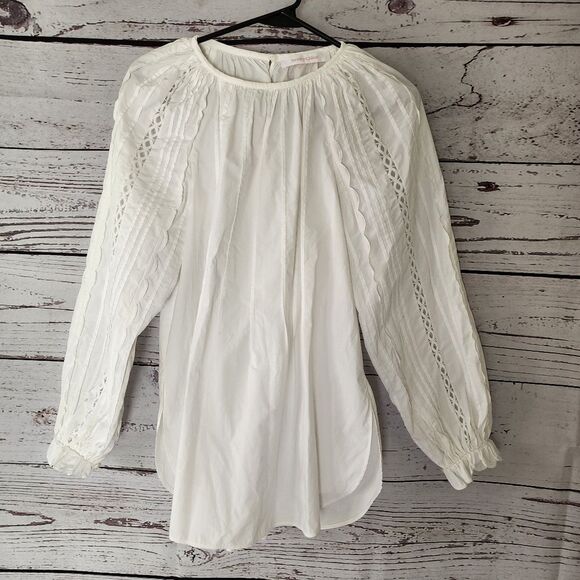 See by Chloe White Long Sleeve Cotton Tunic Shirt 38 - Picture 3 of 9
